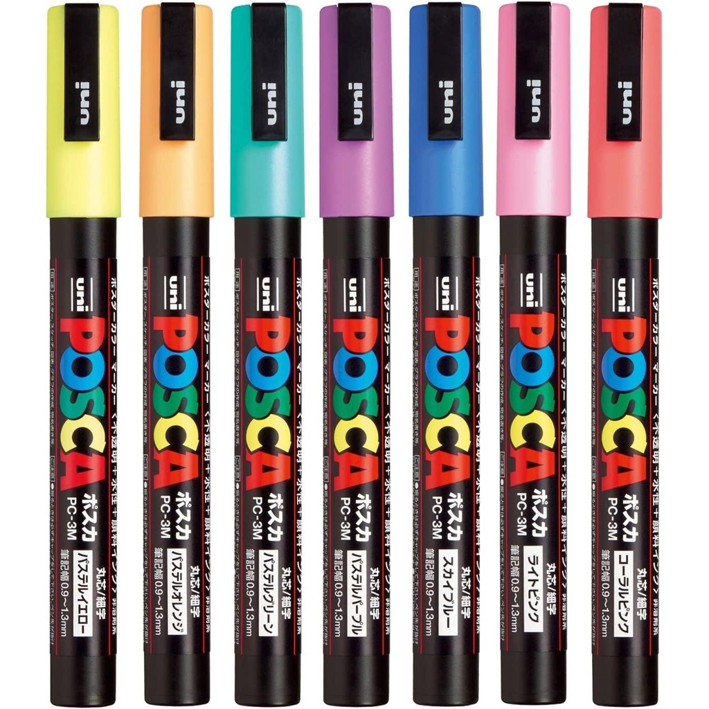 Mitsubishi Uni Posca Paint Pastel Marker Set 7 Colors PC-3M 7C