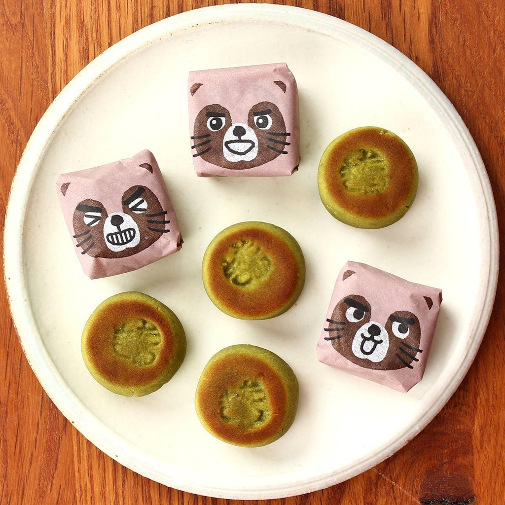 Tanuki Manju Japanese Traditional Bite-Sized Matcha Cake (Pack of 3)