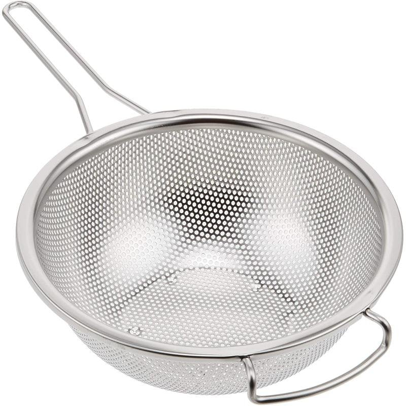 Durable Hand Held Punched Strainer Round Hole Mesh Strainer With Handle