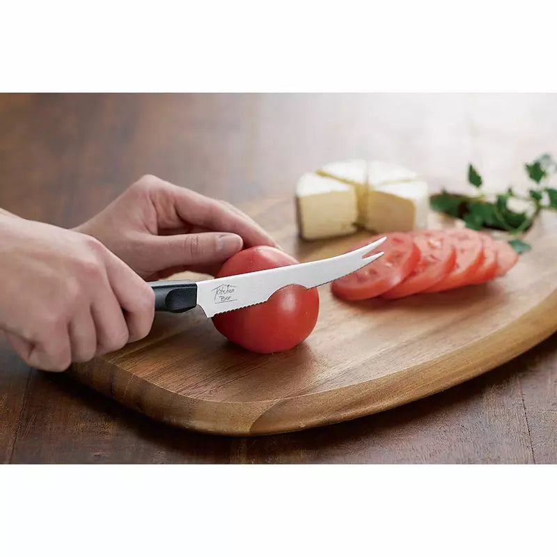 Shimomura Curved Serrated Bar Knife Tomato & Cheese Pronged Knife 220mm