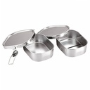 Aizawa Rectangular Two-Tier Lunch Box Stainless Steel Bento Box 720ml