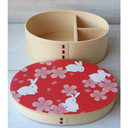 Wooden Bento Box Rabbits & Sakura Japanese Lunch Box 700ml