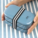 Yellow Studio Bento Box 2-Tier Microwavable Japanese Lunch Box Blue